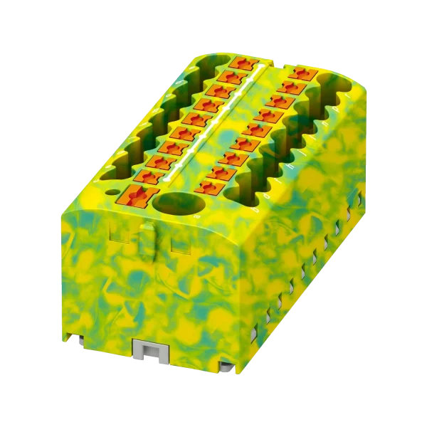 Phoenix-Contact - Verteilerblock Grün-Gelb, 18 +1 Anschlüsse 3D-Ansicht