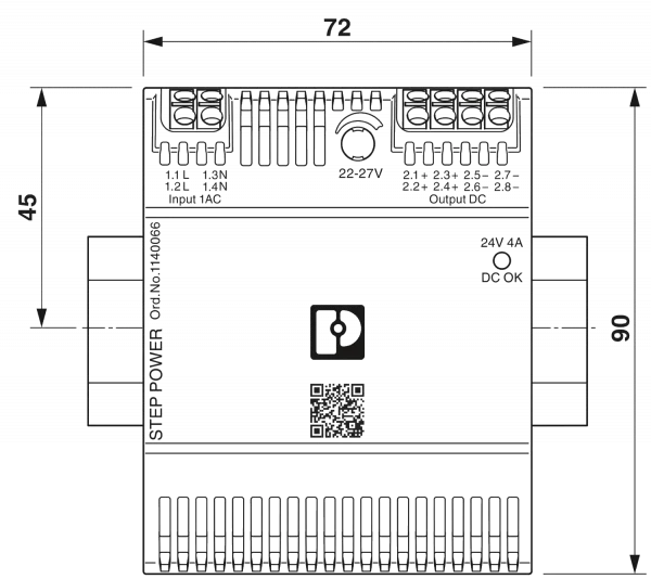Phoenix Contact - Stromversorgung STEP3 24V/4A Maßzeichnung
