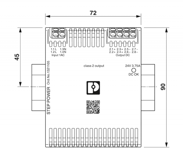 Phoenix Contact - Stromversorgung STEP3 24V/3,75A Maßzeichnung