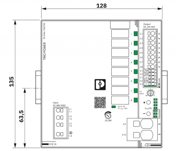 Phoenix Contact - Stromversorgung TRIO 24V/40A Maßzeichnung