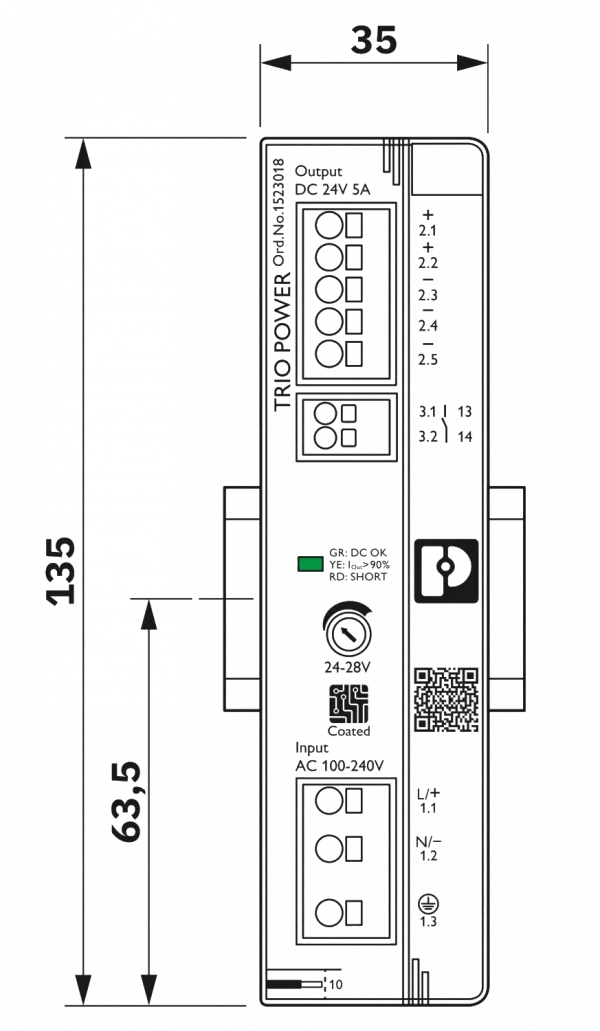 Phoenix Contact - Stromversorgung TRIO 24V/5A Front Schaltbild