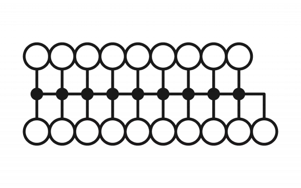 Phoenix-Contact - Verteilerblock, 18 +1 Anschlüsse Schaltbild
