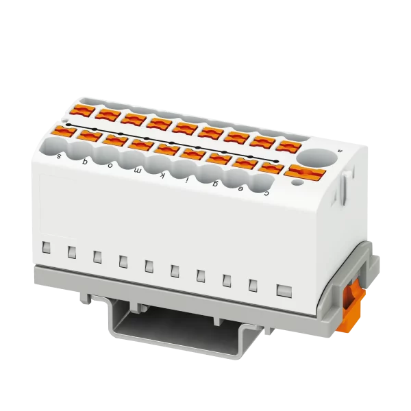 Phoenix-Contact - Verteilerblock Weiß, 18 +1 Anschlüsse 3D-Ansicht