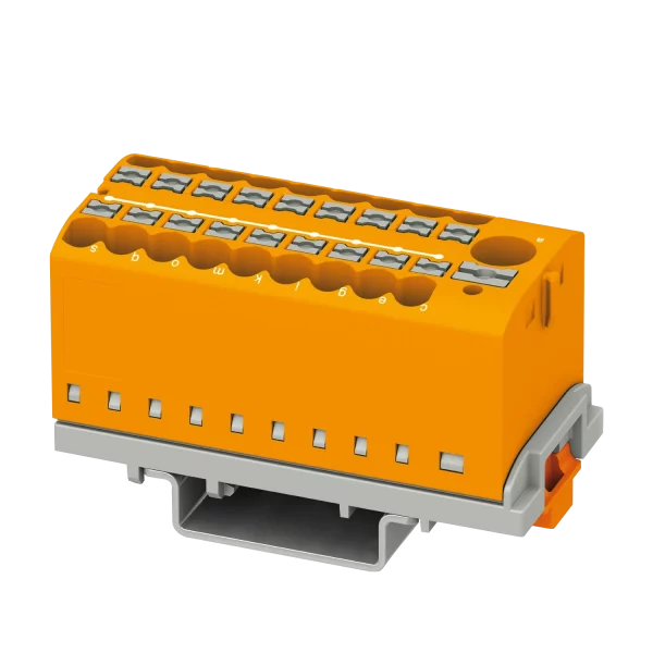 Phoenix-Contact - Verteilerblock Orange, 18 +1 Anschlüsse 3D-Ansicht