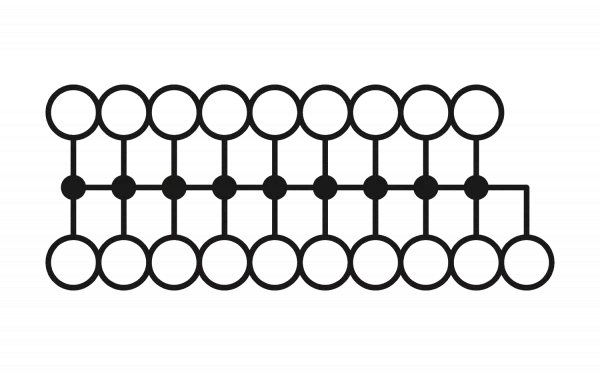 Phoenix-Contact - Verteilerblock, 18 +1 Anschlüsse Schaltbild