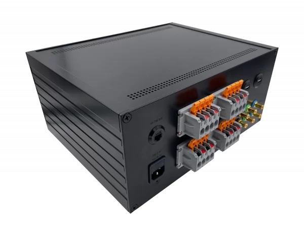 Aluminiumgehäuse hochwertig für Loxone Audioserver 3D-Rückansicht